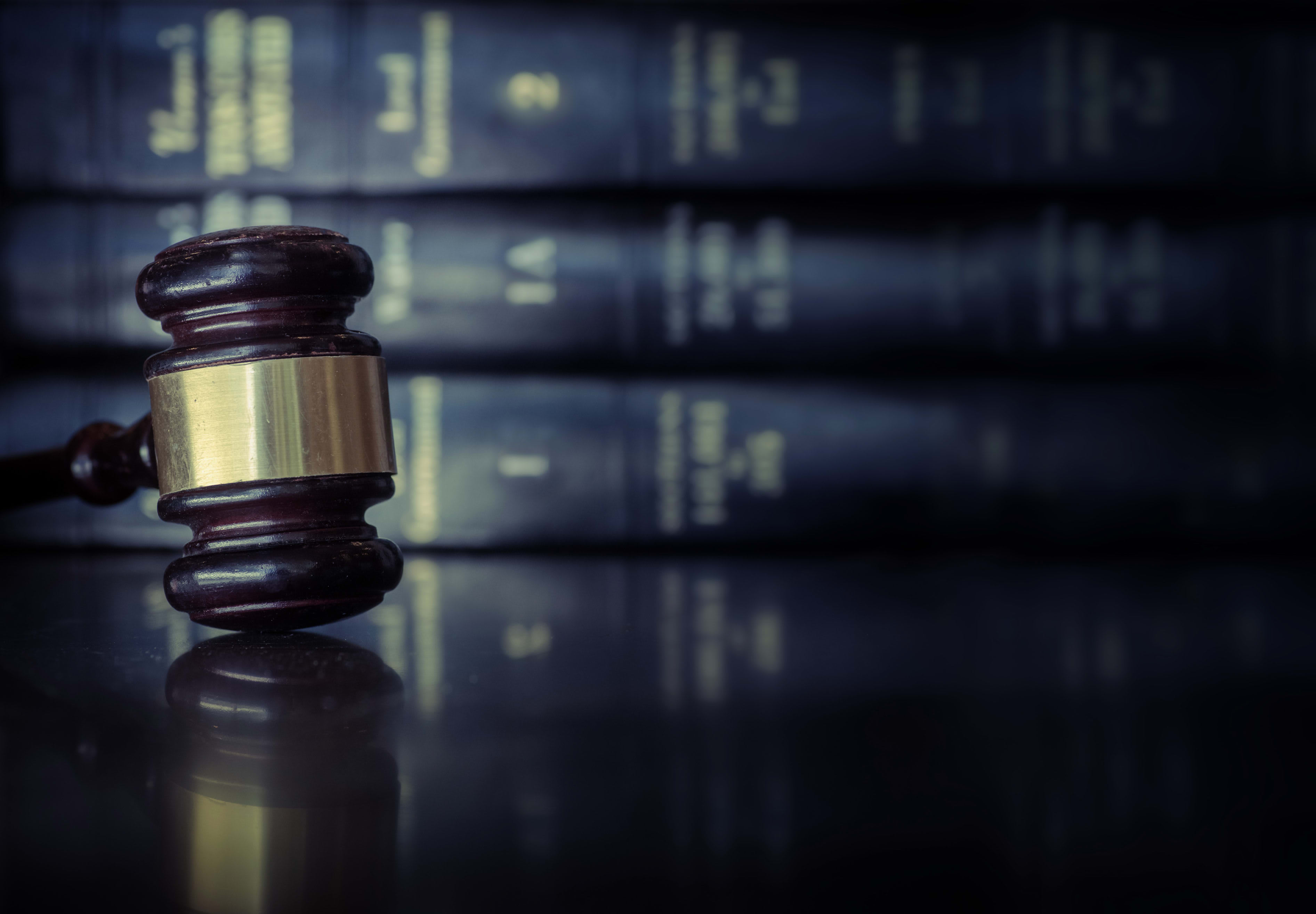 gavel with law books
