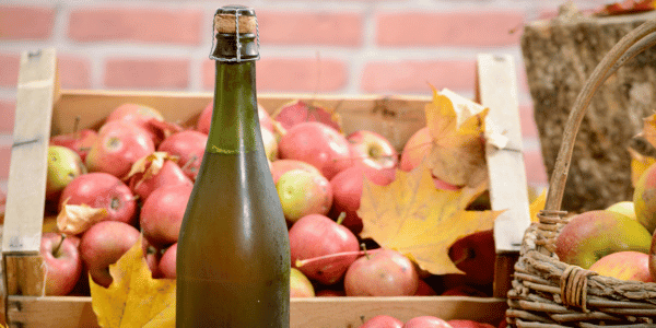 apple cider station on porch