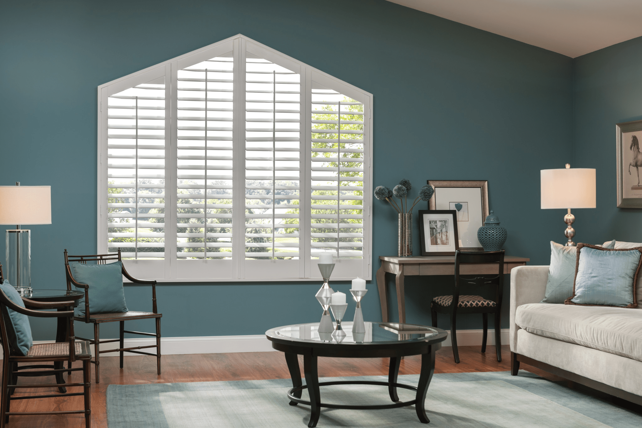 modern living room with shutters
