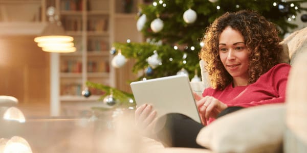 Last minute christmas shopping stock photo