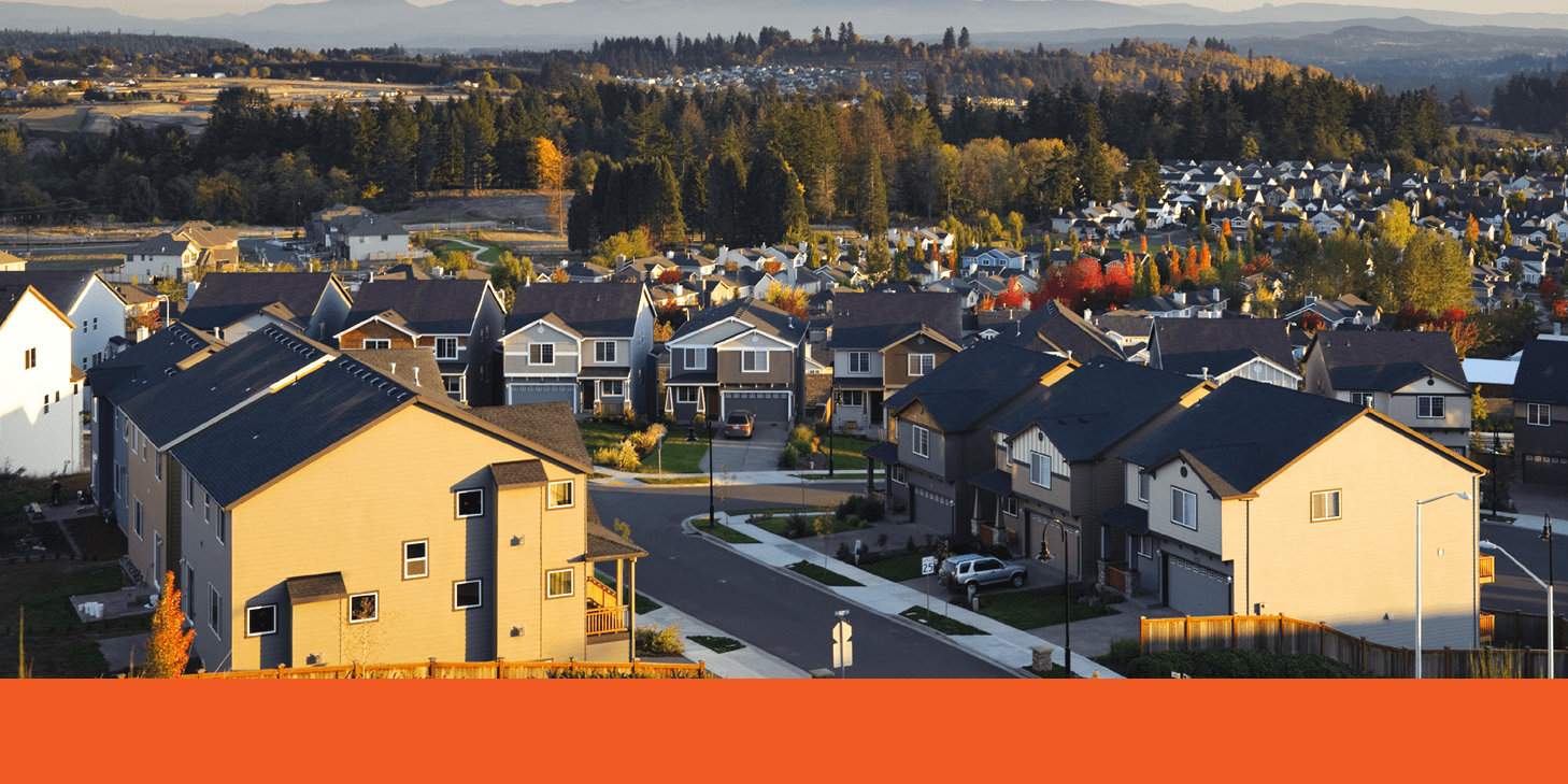 overhead view of houses in a neighborhood