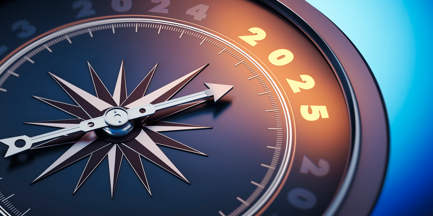 clock with hand pointed to 2025 year