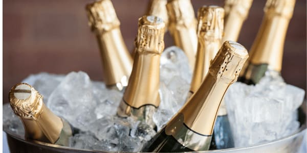 bottle of sparkling wine in ice