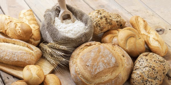 scoop of bread flour on breads