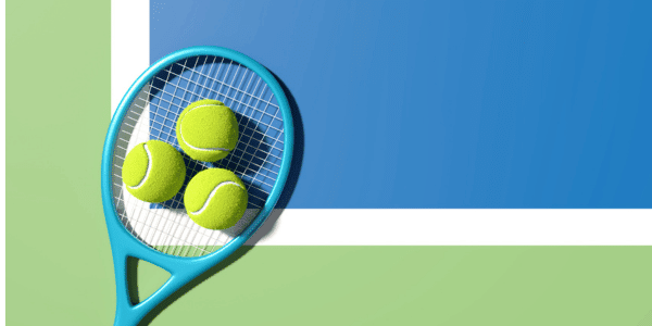 tennis rackets and tennis ball on tennis court