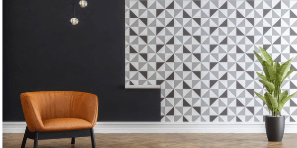 gray and black geometric patterned wallpaper