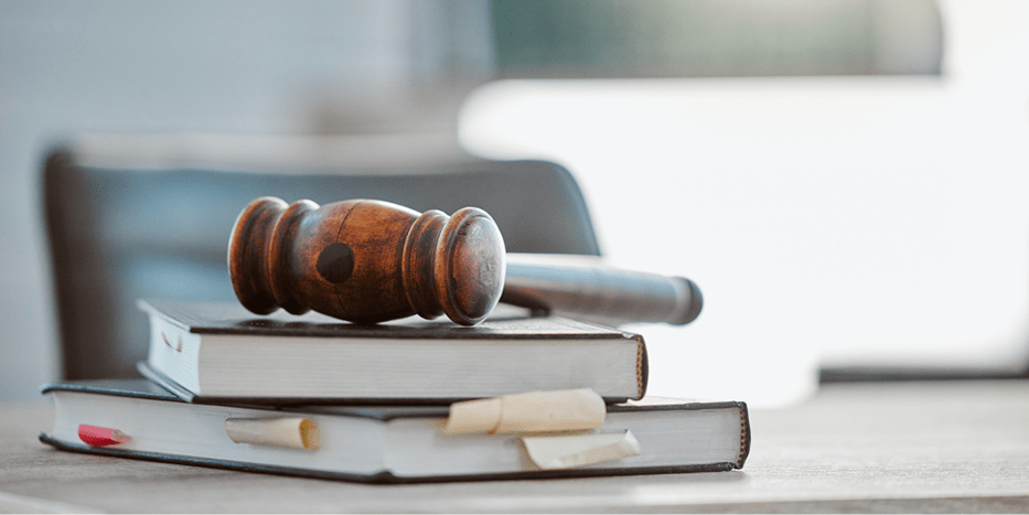 Gavel on top of law books