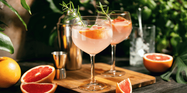 two grapefruit spritz cocktails