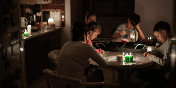 family spending time together during power outage