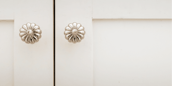 silver flower cabinet knobs in apartment rental