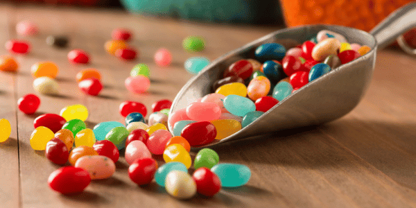 jelly beans in scoop