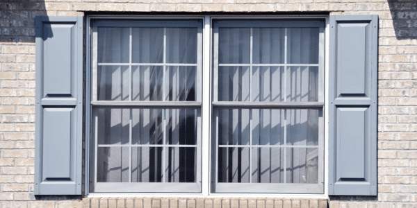 single hung window with shutters