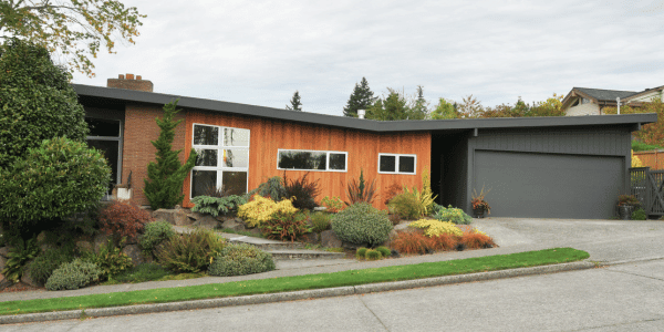 suburban mid-century modern house exterior 
