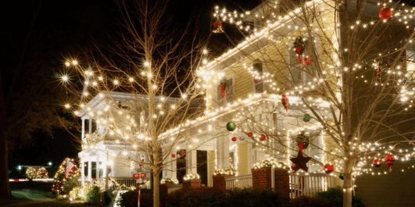 home decorated for holiday party