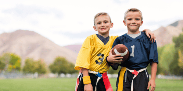 two young flag football players