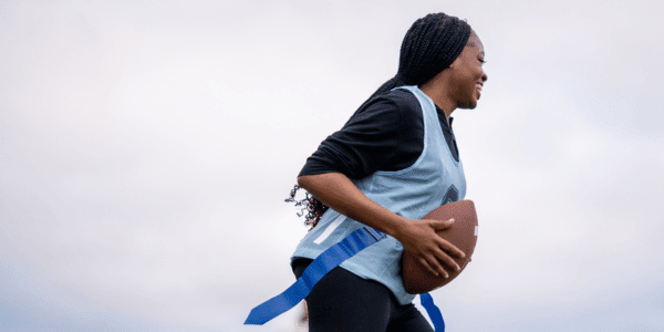 flag football player running drills