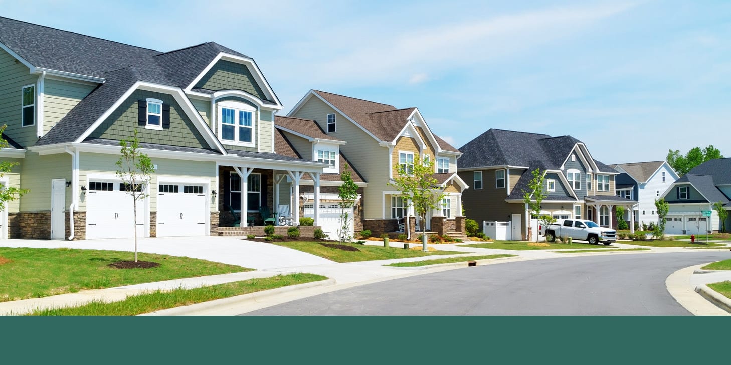 Row of homes in a suburban neighborhood