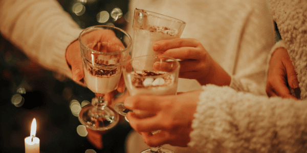 family drinking homemade eggnog at Christmas