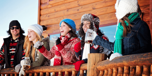 friends hanging out after skiing