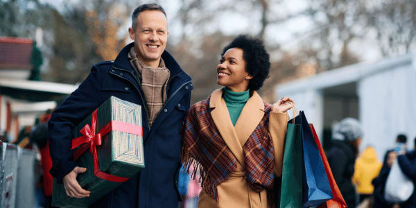 couple shopping on Boxing Day