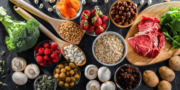 Composition with food products rich in iron