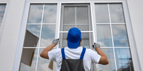 man installing windows to improve home curb appeal
