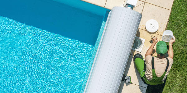 HOA vendor performing pool maintenance