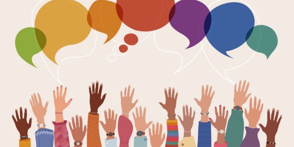 anonymous hands raising at committee meeting