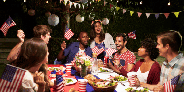 group of friends celebrating Flag Day