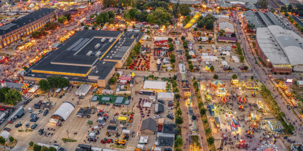aerial view of the iowa state fair