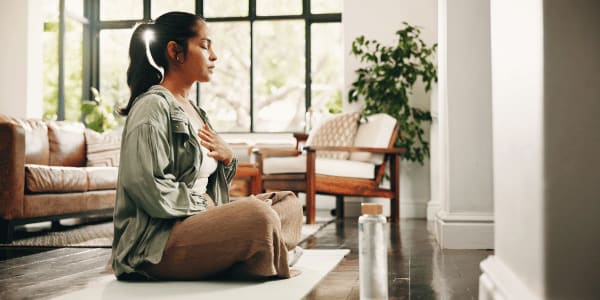 woman practicing breathing techniques 
