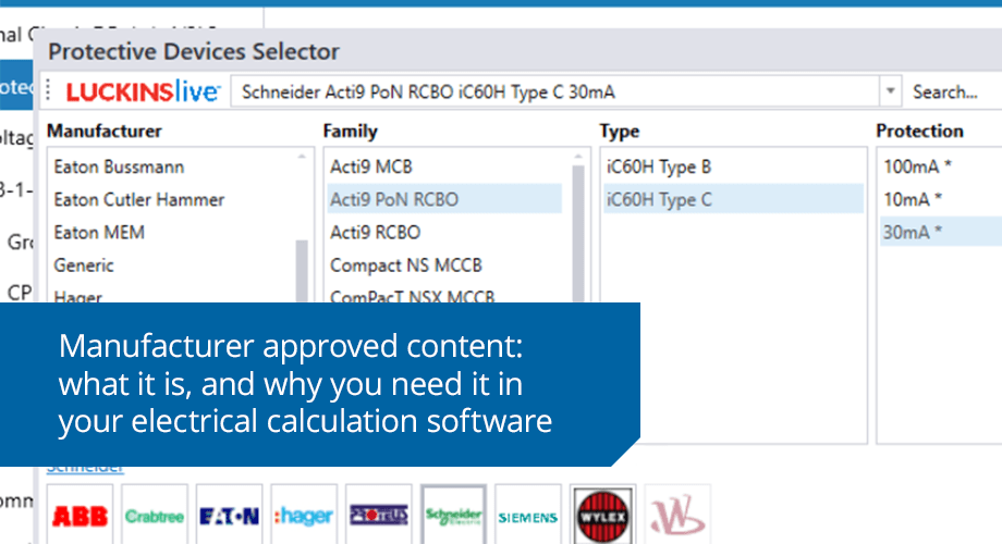 ProDesign screenshot showing the manufacturer approved content