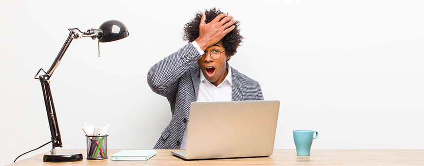 Man realizing he has made a mistake.
