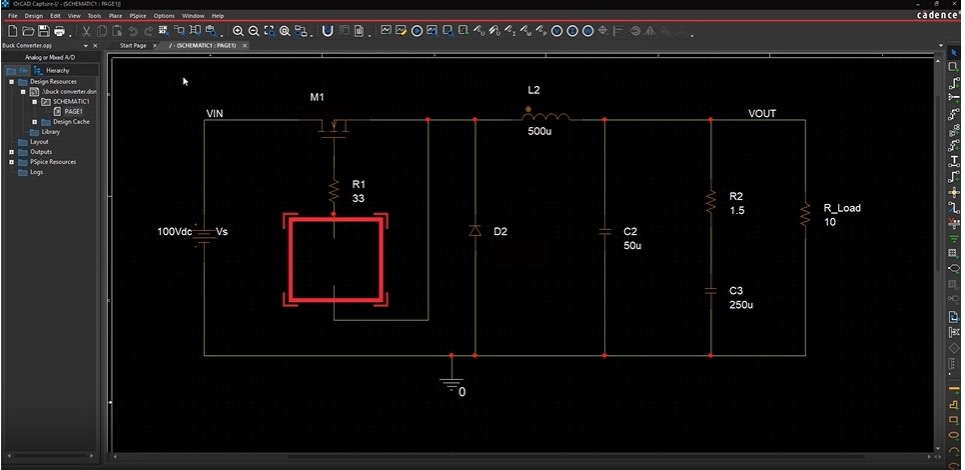 Cadence’s PSpice circuit simulation tool with OrCAD X Capture