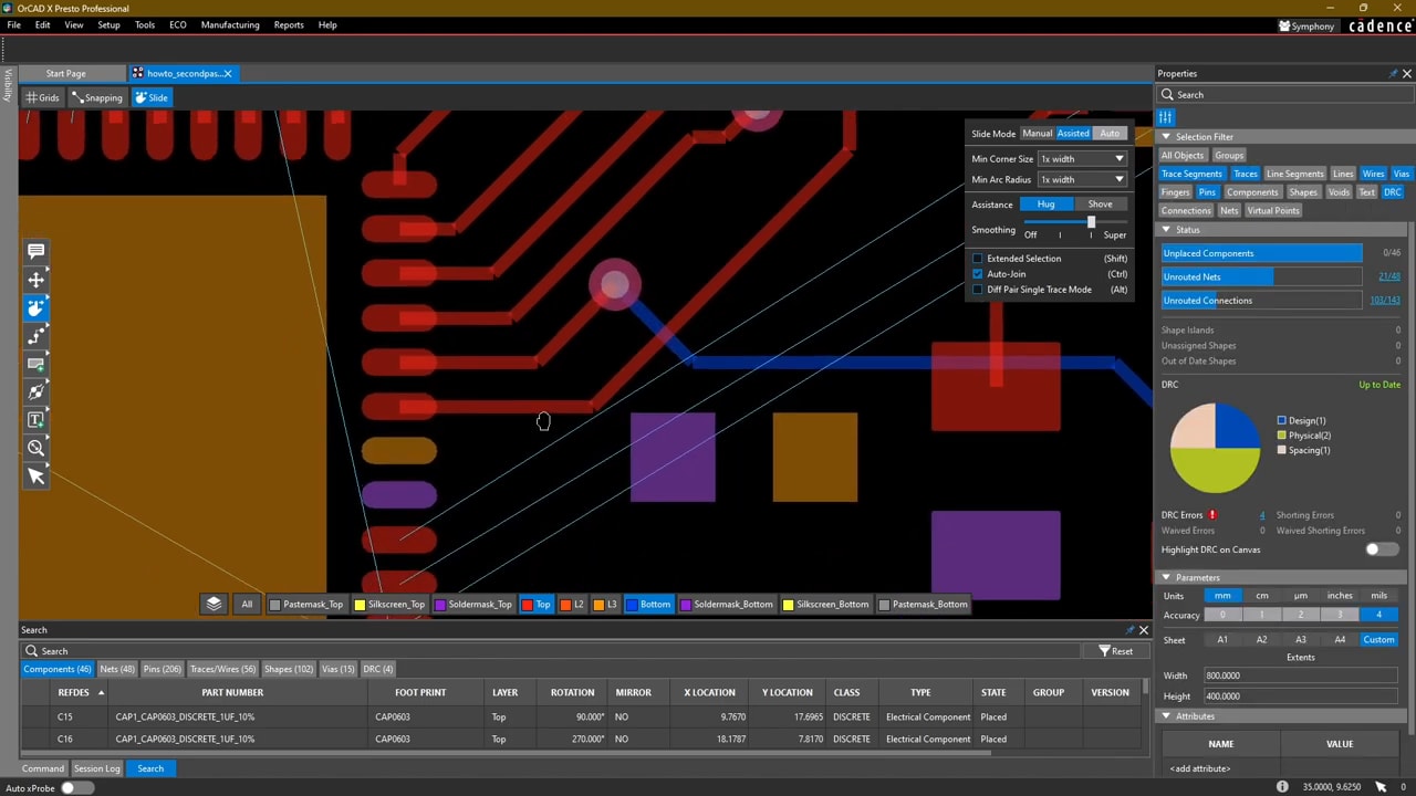 OrCAD X Presto PCB Editor  gives engineers the ability to route traces and leverage auto-routing functionality manually