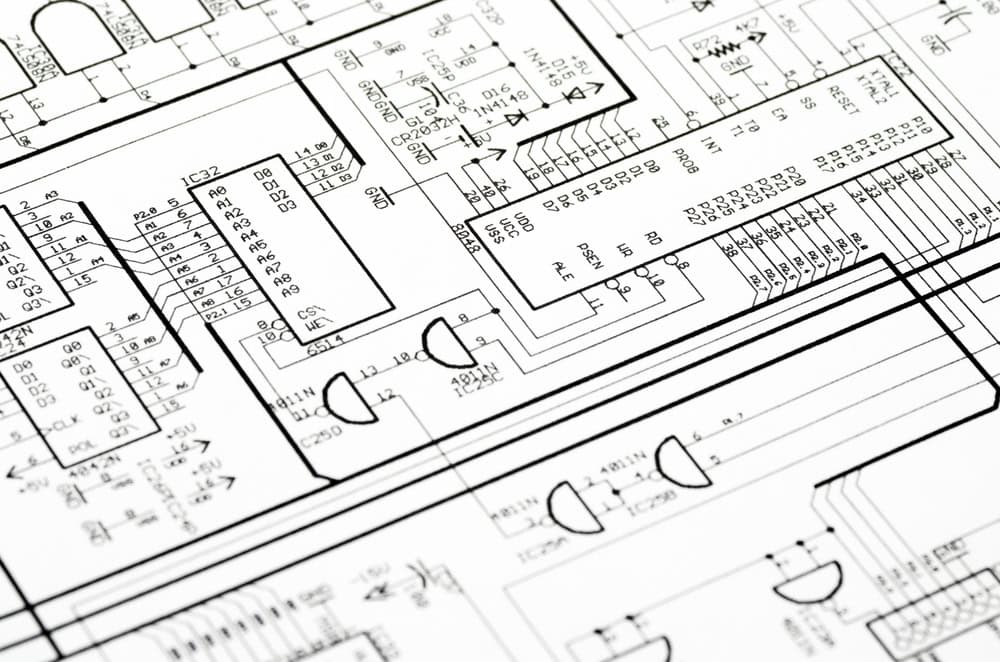 Schematic with logic gates and digital ICs