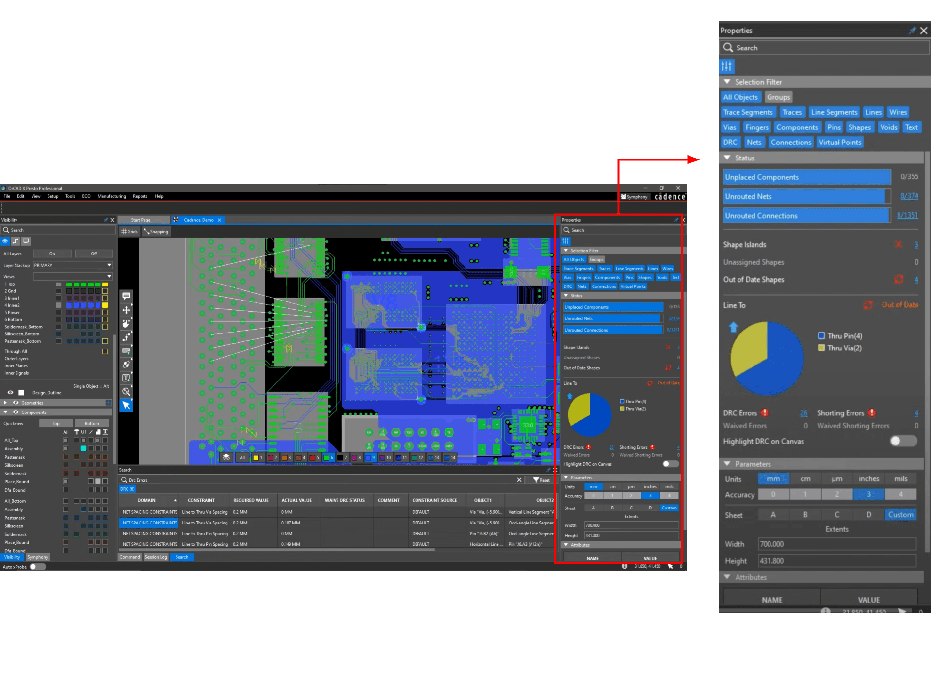 Properties Panel in OrCAD X