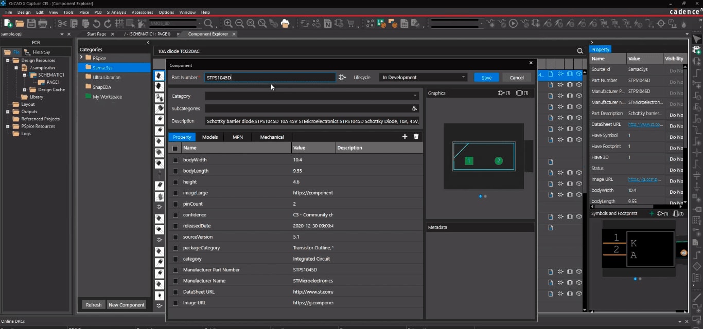 View of Component Explorer window.