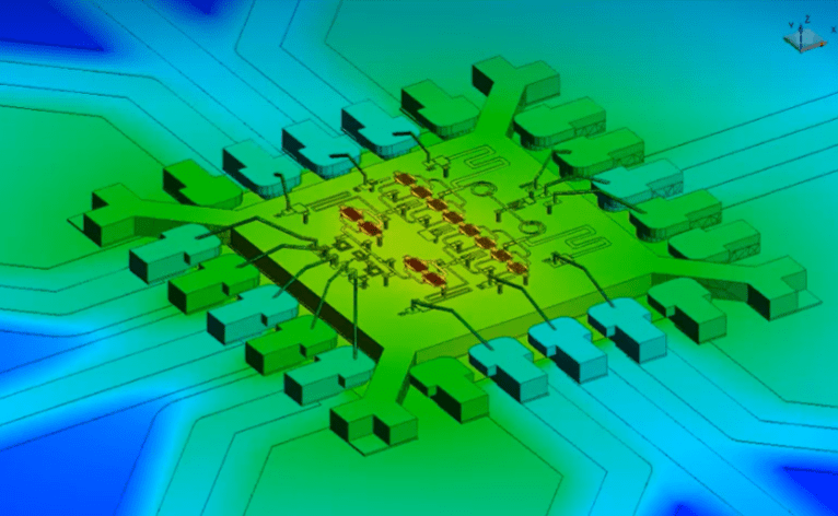 Thermal simulation of a MMIC