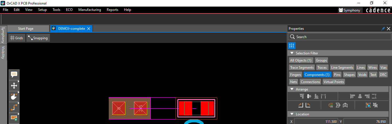  Component placement emphasizing Alignment Guides.