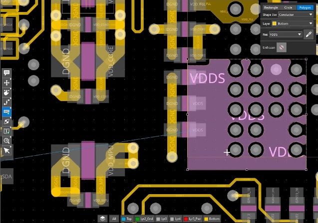 Adding and drawing shapes is made easy in OrCAD X.