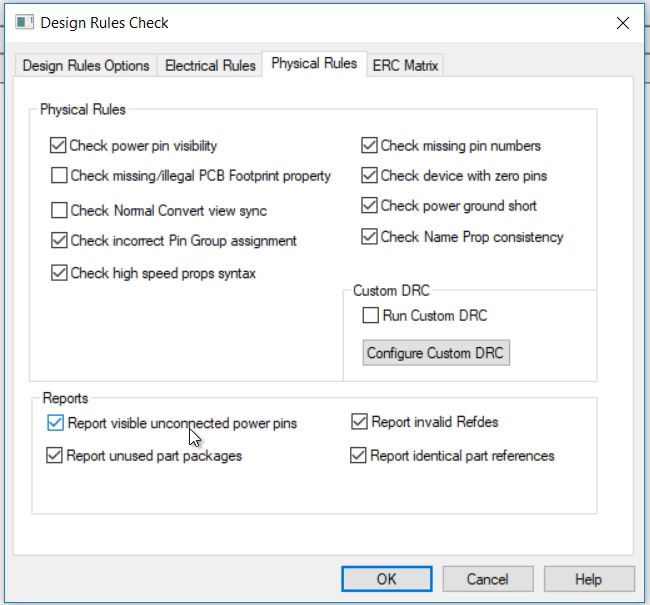 Design rule check in OrCAD X for  Physical Rules