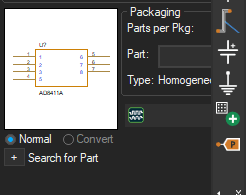 The bottom section of the Place Part menu shows the PSpice symbol.