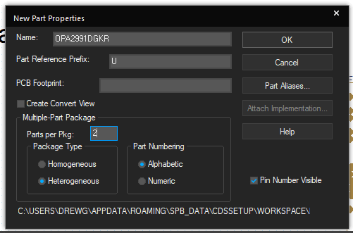 New Part Properties dialog box
