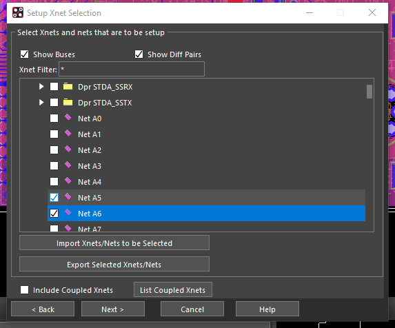 Xnet Selection window