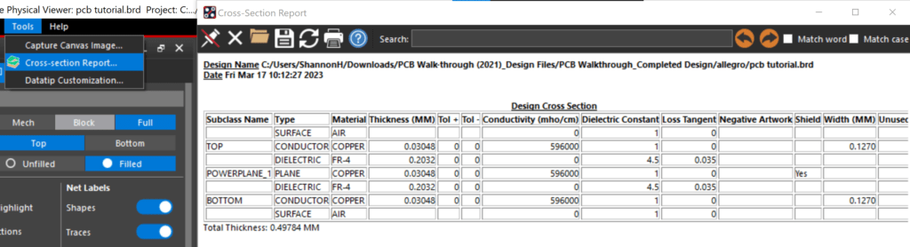 Reviewing the PCB Stackup in the free viewer