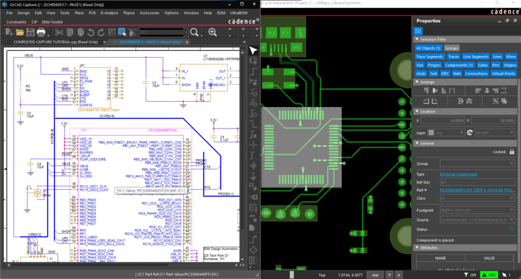 Cross probing components in the free viewer.