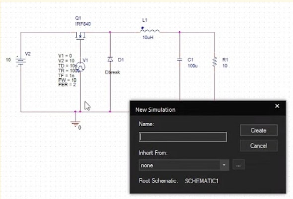 Creating a new simulation in PSpice from a schematic