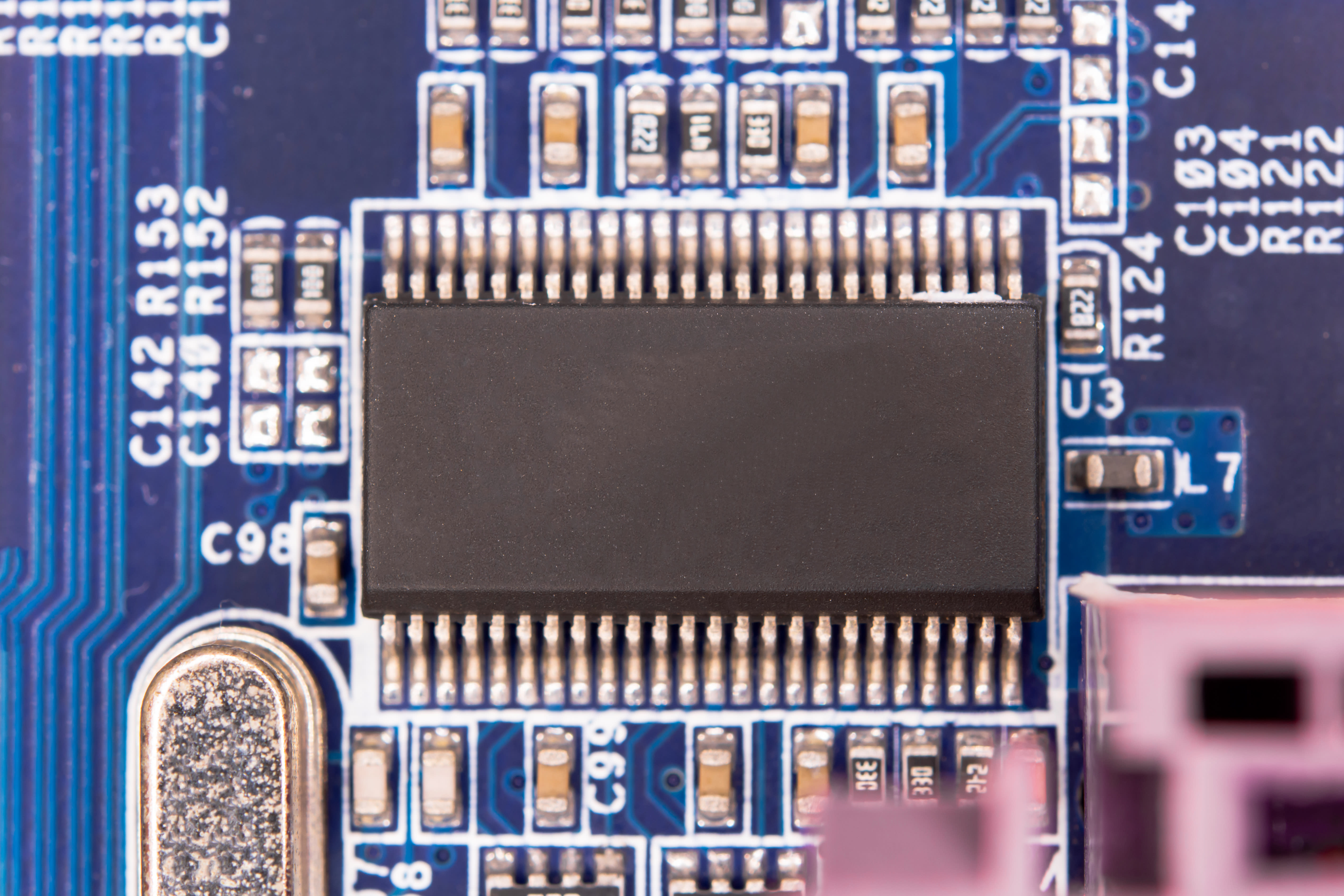 Microcontroller on a PCB.
