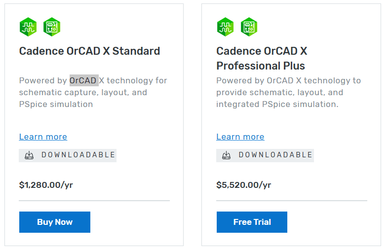 Options for buying OrCAD X which includes OrCAD X Capture.